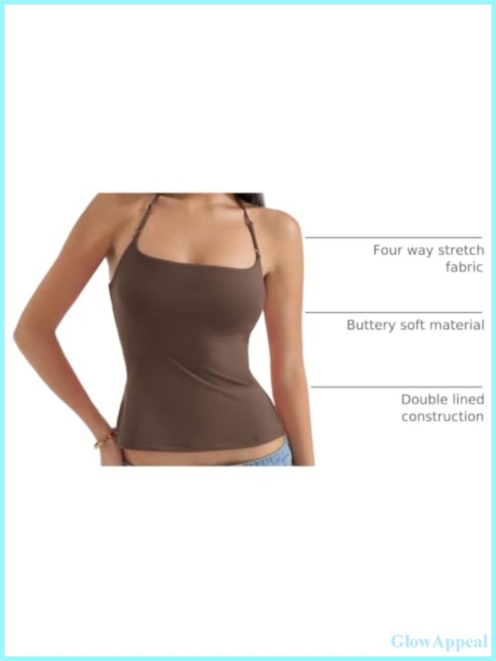 Double Lined Halter Tank Top Backless Camisole Crop Top Going Out - Picture 3 of 6